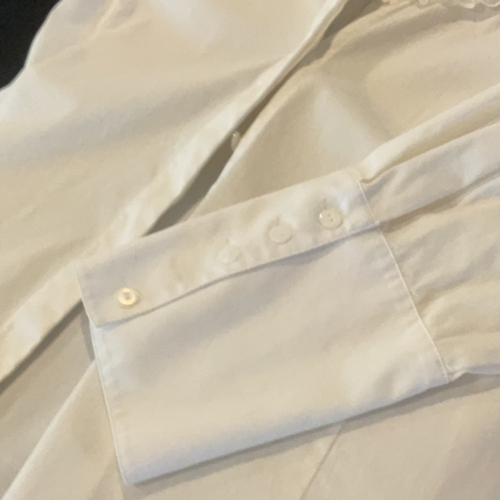 White Ruffle-Trim Blouse - Picture 3 of 4